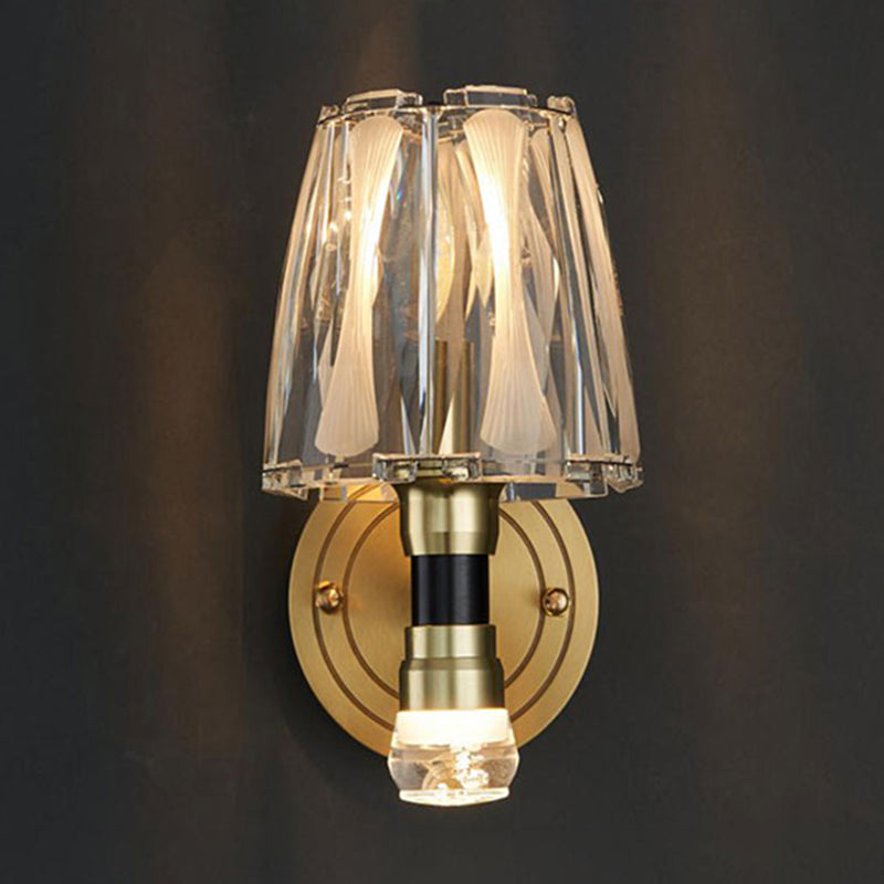 Lampada a parete in cristallo in rame a bulbo singolo 8,3 "H Brass Brass Bed Sconce Sconce Secondo