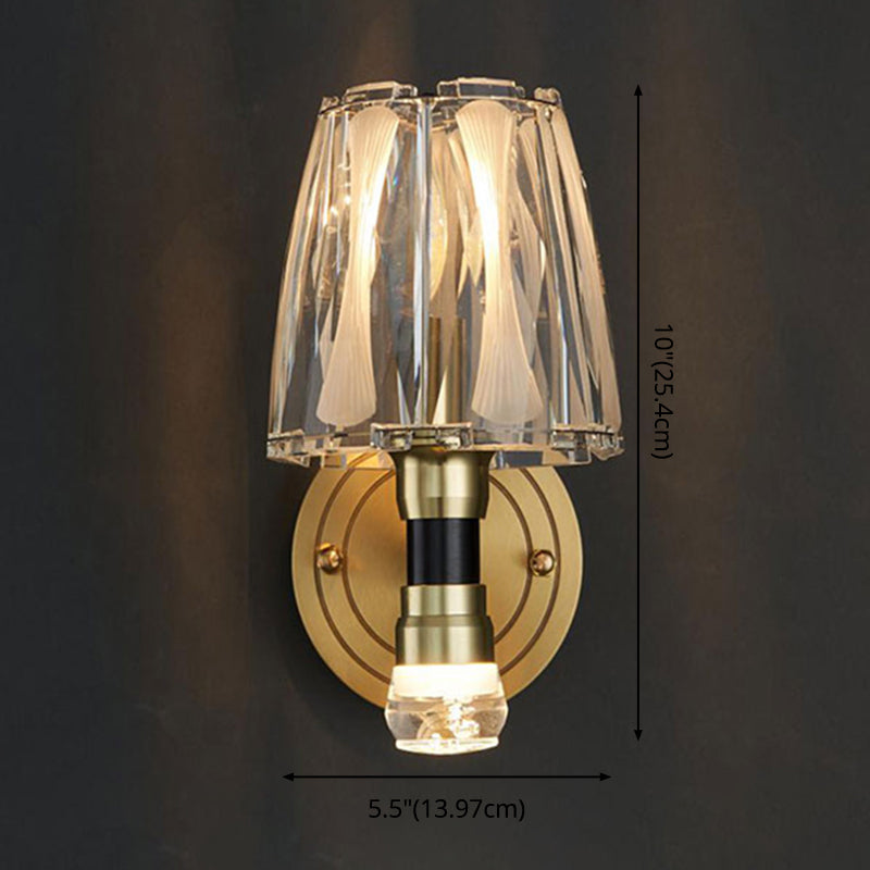 Lampada a parete in cristallo in rame a bulbo singolo 8,3 "H Brass Brass Bed Sconce Sconce Secondo
