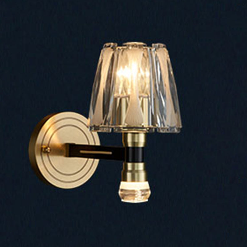 Lampada a parete in cristallo in rame a bulbo singolo 8,3 "H Brass Brass Bed Sconce Sconce Secondo