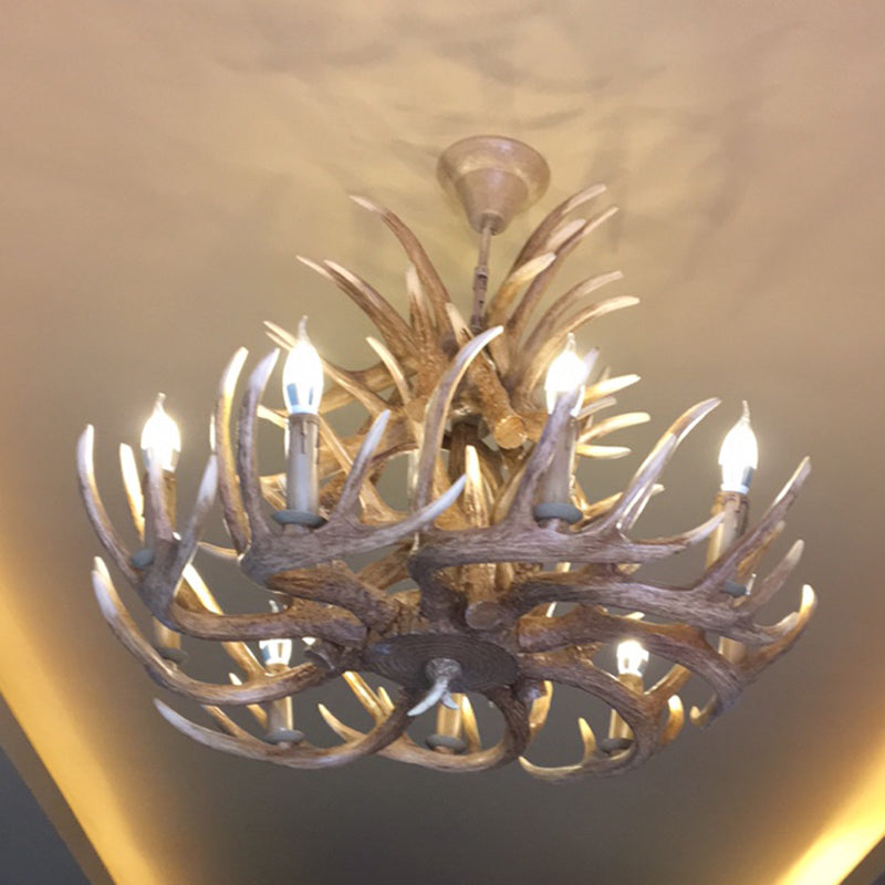 Avesos de lámpara de lámpara de madera de asta de la sala de estar de la sala de estar rústica accesorios de iluminación