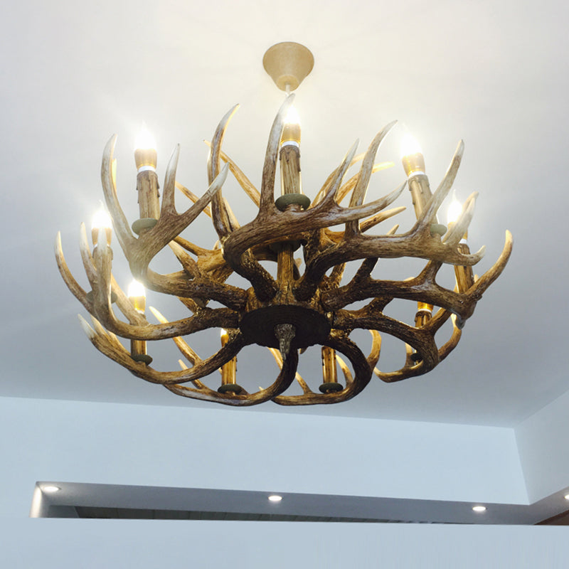 Avesos de lámpara de lámpara de madera de asta de la sala de estar de la sala de estar rústica accesorios de iluminación