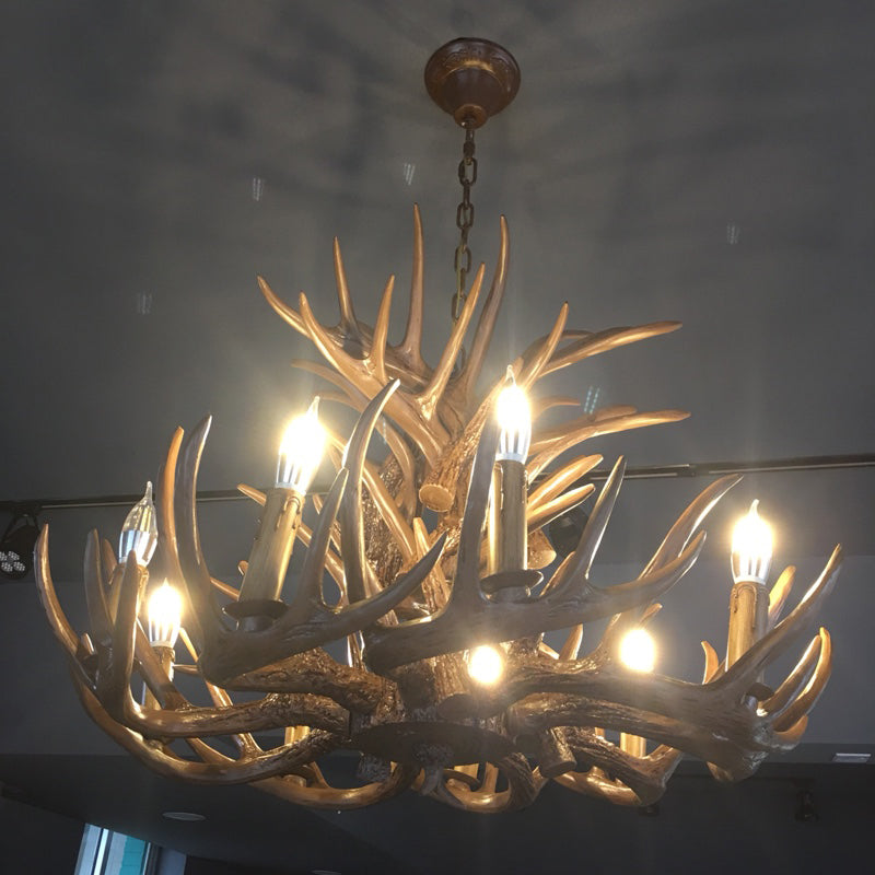 Avesos de lámpara de lámpara de madera de asta de la sala de estar de la sala de estar rústica accesorios de iluminación