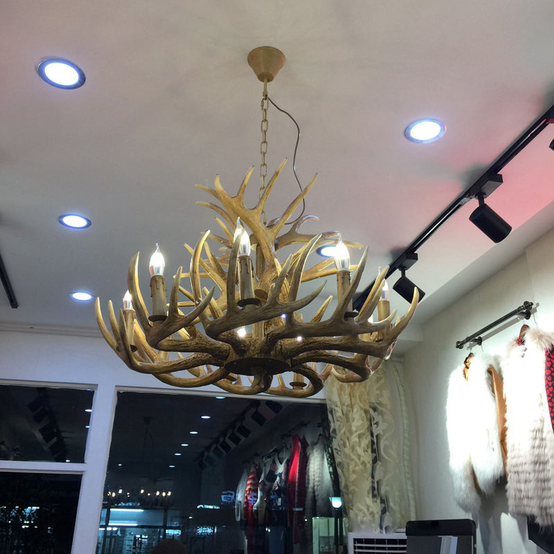 Avesos de lámpara de lámpara de madera de asta de la sala de estar de la sala de estar rústica accesorios de iluminación