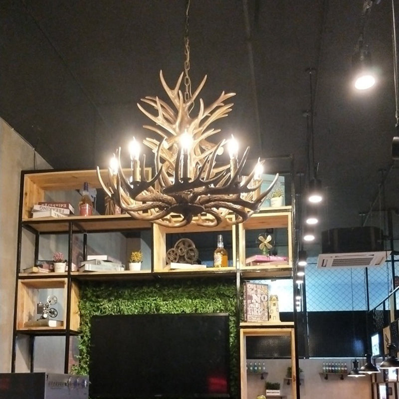 Avesos de lámpara de lámpara de madera de asta de la sala de estar de la sala de estar rústica accesorios de iluminación