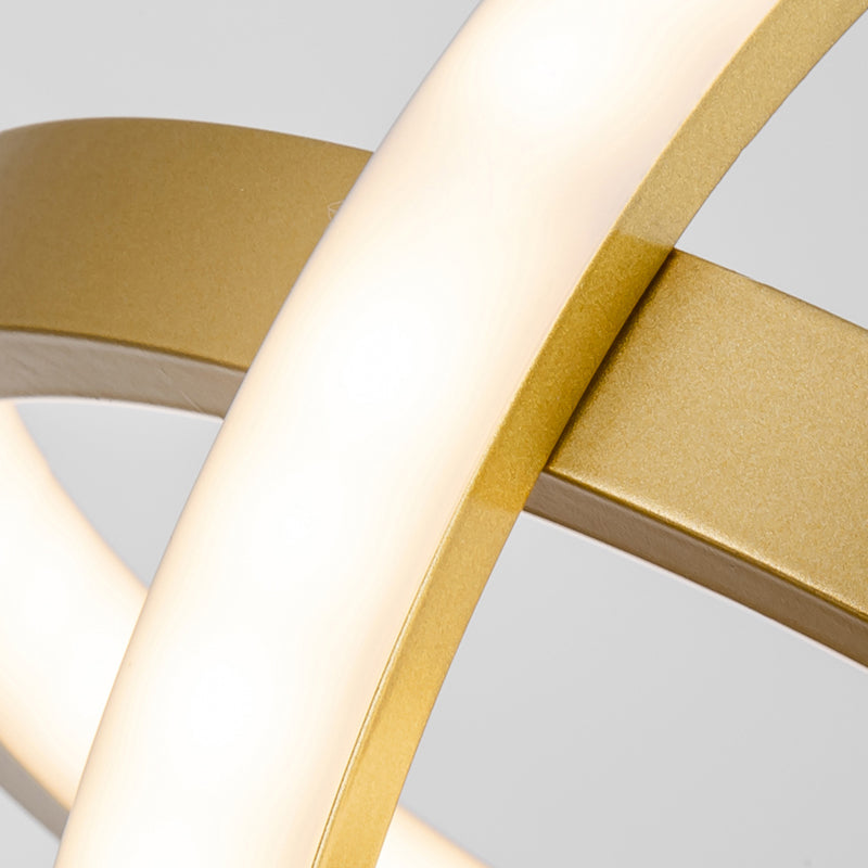 Golden Interlocking Pendant Light Fixture Simplicity 2-Light Metal Drop Lamp for Dining Room