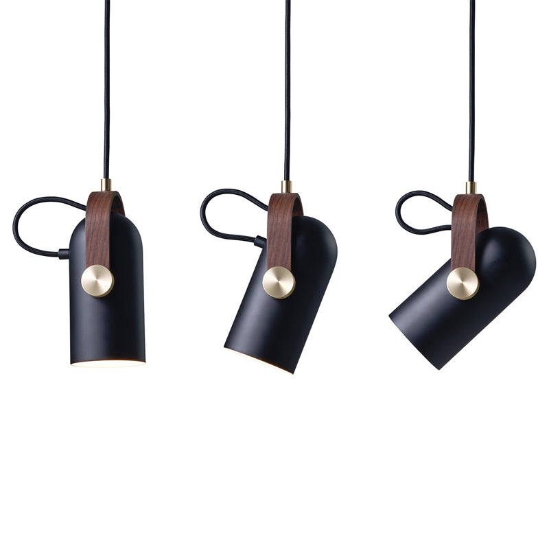 Nordic Style 1-Bulb Adjustable Spotlight Cylindrical Suspension Pendant Light with Metal Shade
