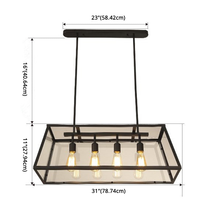 Glass 4 luces de la isla Posaboradora Trapecio de trapezoides ISLA INDUSTRIAL Luz de luz para comedor
