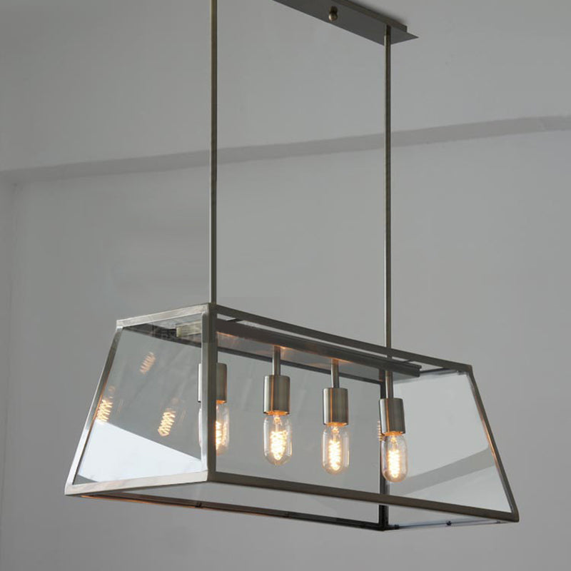 Glass 4 luces de la isla Posaboradora Trapecio de trapezoides ISLA INDUSTRIAL Luz de luz para comedor