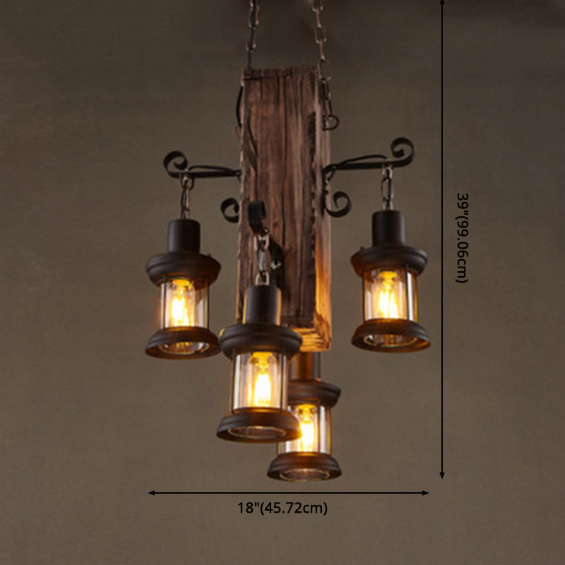 Wood Ceiling Hanging Light Fixture Coastal Black Shaded Restaurant Chandelier Lighting Fixture