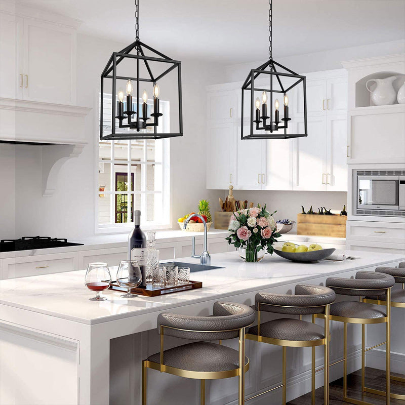 Luz de techo de hierro forjado de hierro forjado de ajuste ajustable de cuadrado industrial para el comedor