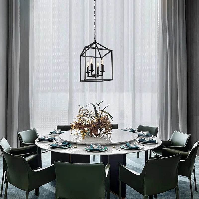 Luz de techo de hierro forjado de hierro forjado de ajuste ajustable de cuadrado industrial para el comedor