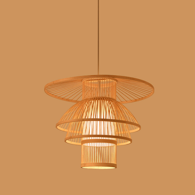 Asia Lantern Lighting Candant Lighting Bamboo 1 Bulb Restauranti appeso in legno