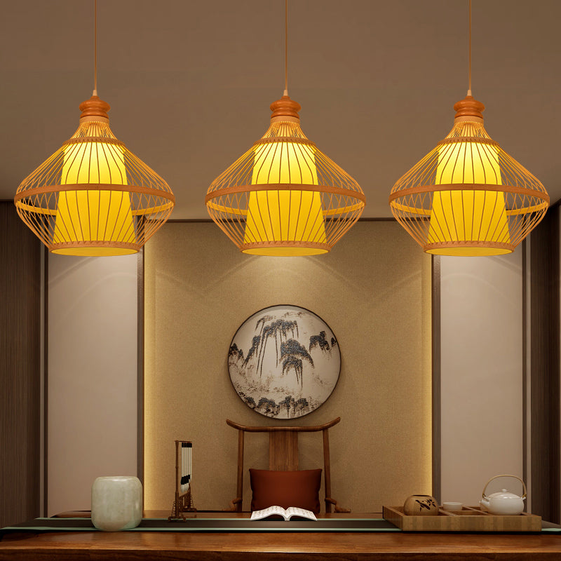 Asia Lantern Lighting Candant Lighting Bamboo 1 Bulb Restauranti appeso in legno