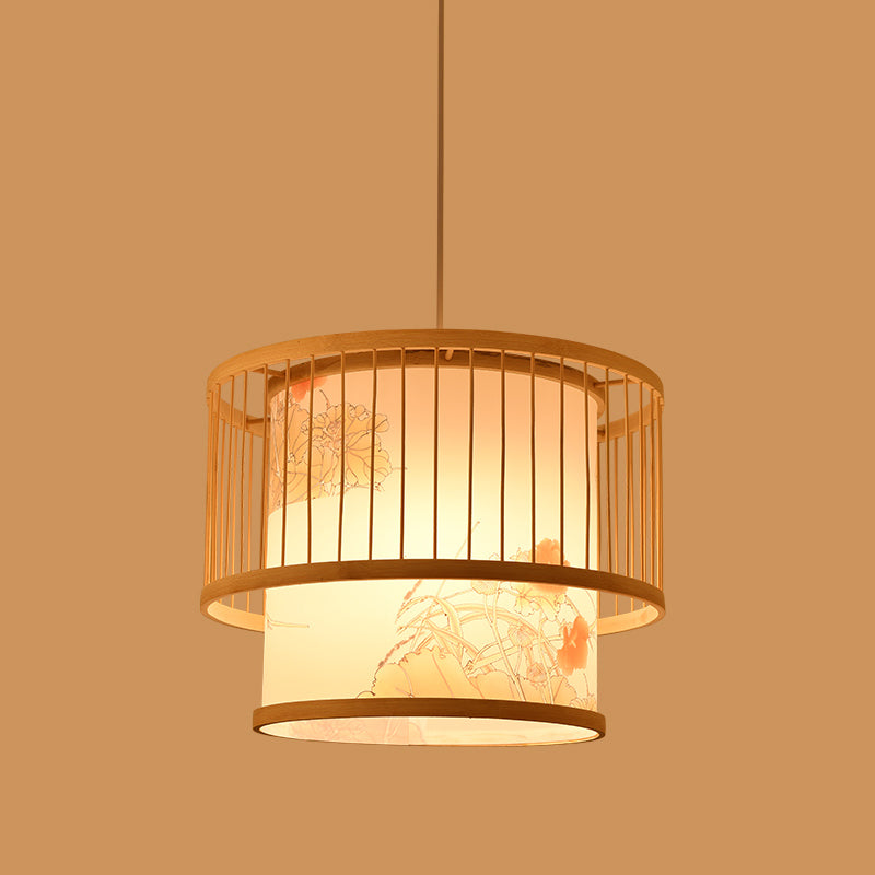 Asia Lantern Lighting Candant Lighting Bamboo 1 Bulb Restauranti appeso in legno