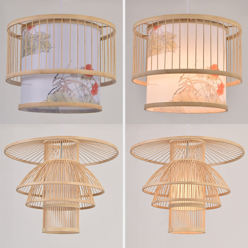 Asia Lantern Lighting Candant Lighting Bamboo 1 Bulb Restauranti appeso in legno