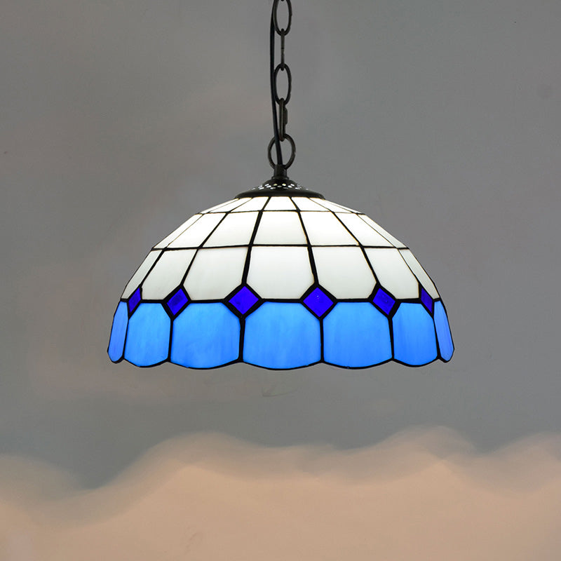 Schüsselform mehrfarbiger Buntglashänge -Lichter Barock -Einzelanhänger für Esszimmer