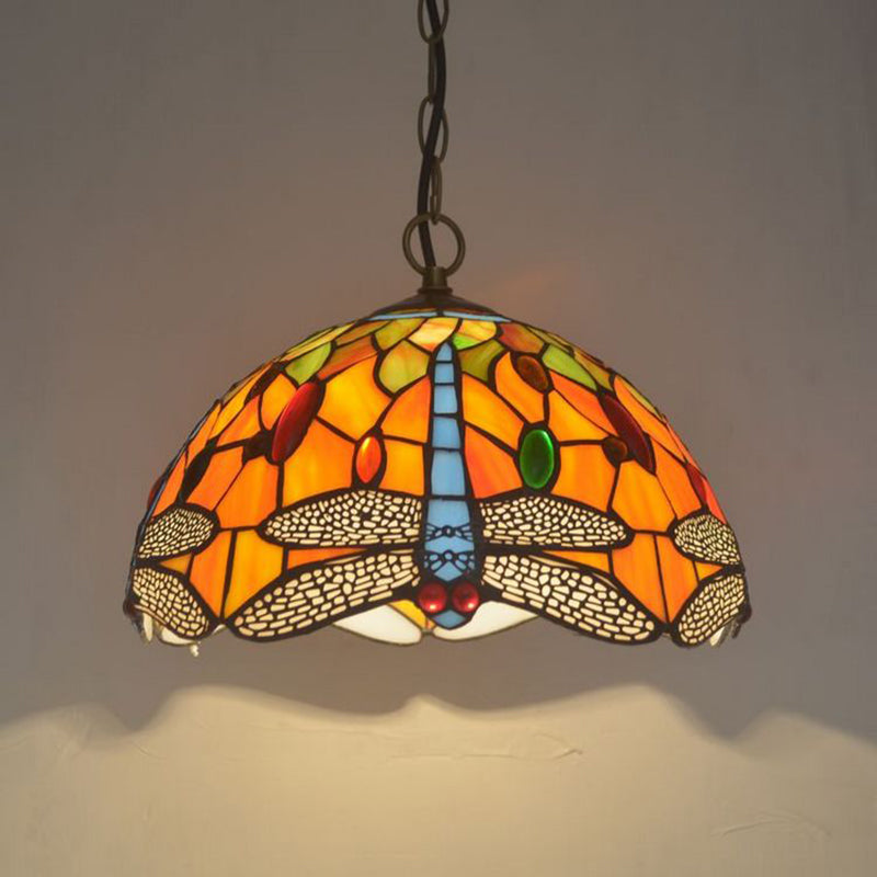 Hand Rolled Art Glass Baroque Suspension Pendant Light Bowl Hanging Pendant for Dining Room