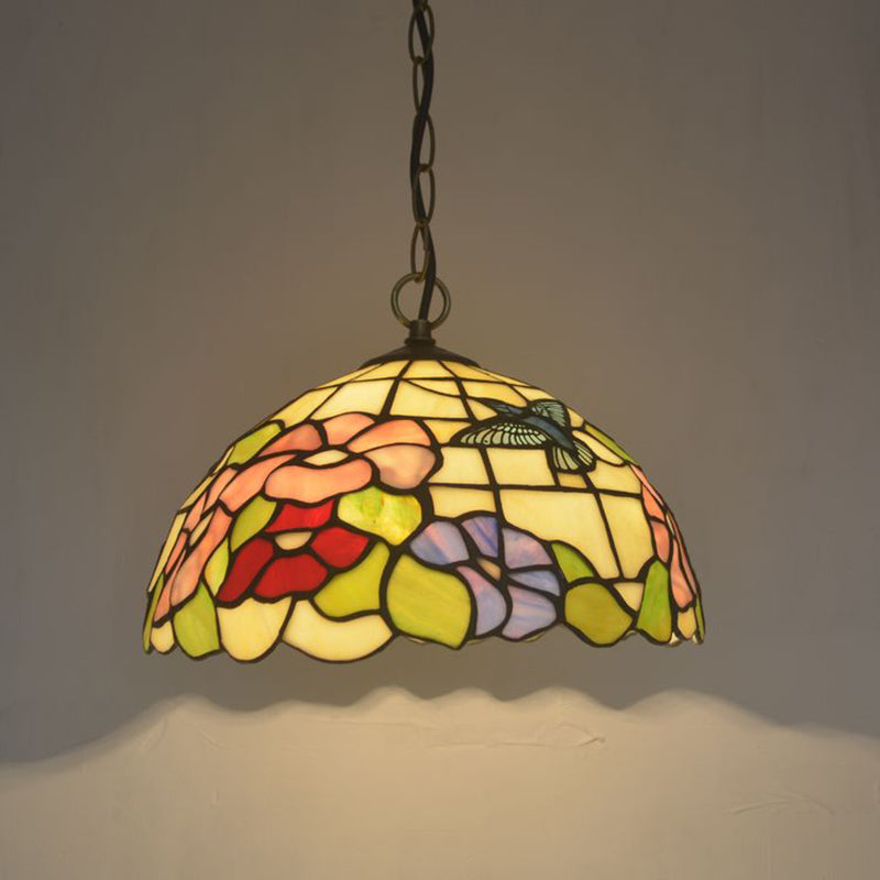 Hand Rolled Art Glass Baroque Suspension Pendant Light Bowl Hanging Pendant for Dining Room