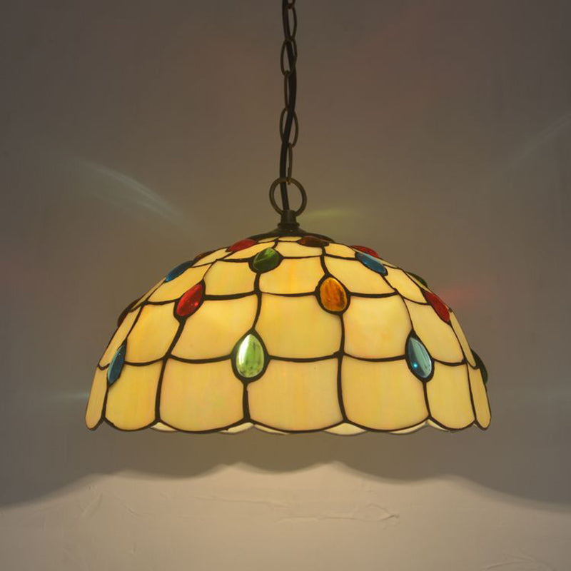 Hand Rolled Art Glass Baroque Suspension Pendant Light Bowl Hanging Pendant for Dining Room