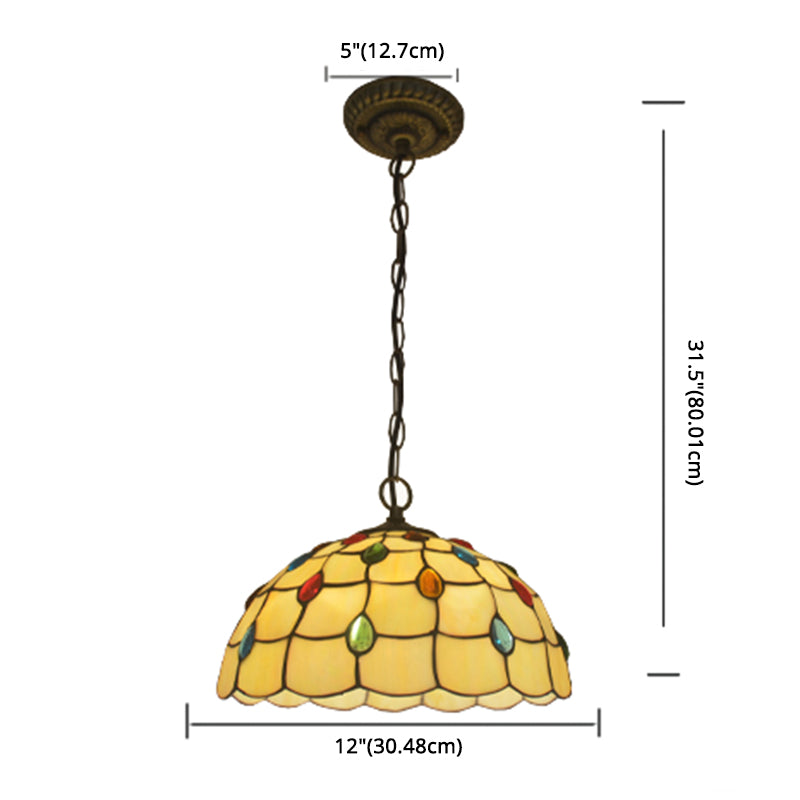 Hand Rolled Art Glass Baroque Suspension Pendant Light Bowl Hanging Pendant for Dining Room