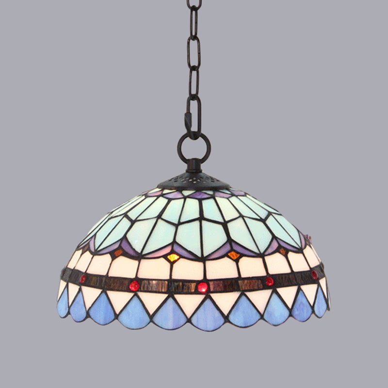 Baroque Hand Cut Glass Single Pendant Domed Suspended Lighting Fixture for Kitchen