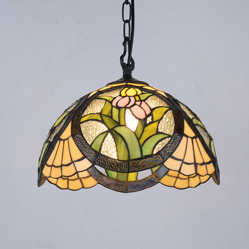 Baroque Hand Cut Glass Single Pendant Domed Suspended Lighting Fixture for Kitchen