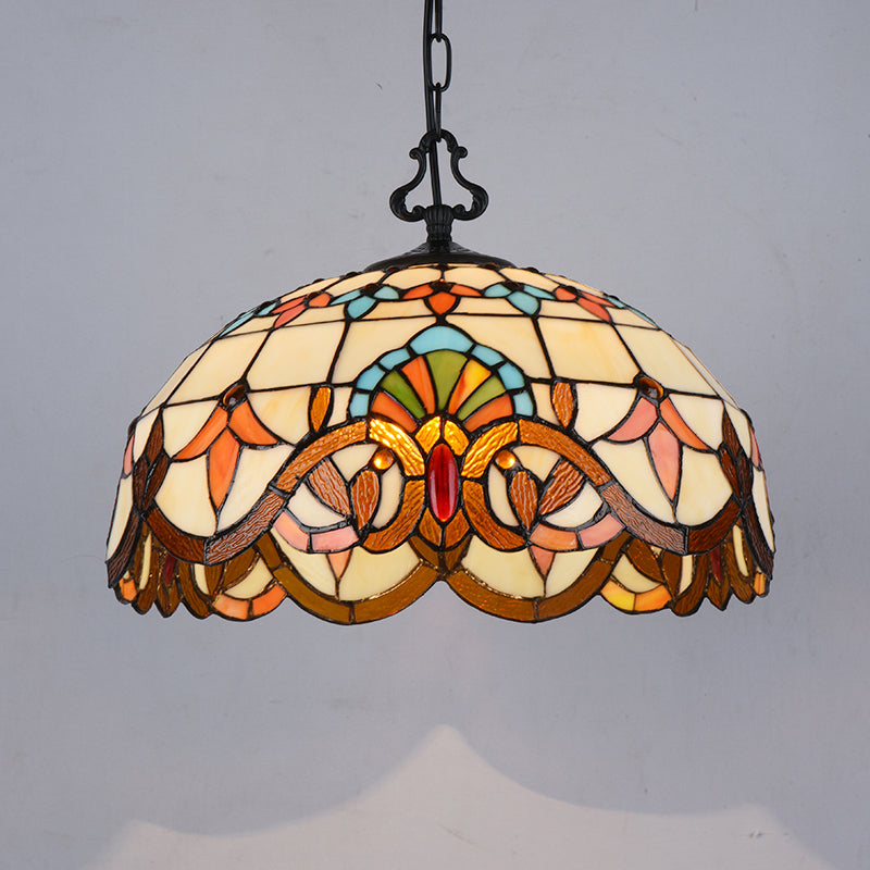 Baroque Hand Cut Glass Single Pendant Domed Suspended Lighting Fixture for Kitchen