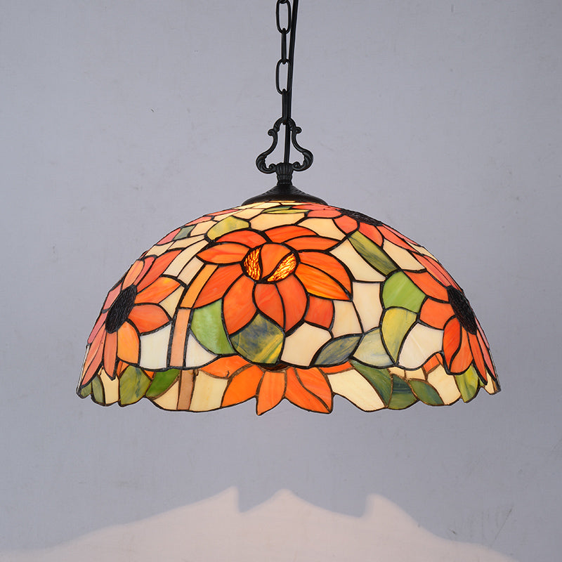 Baroque Hand Cut Glass Single Pendant Domed Suspended Lighting Fixture for Kitchen