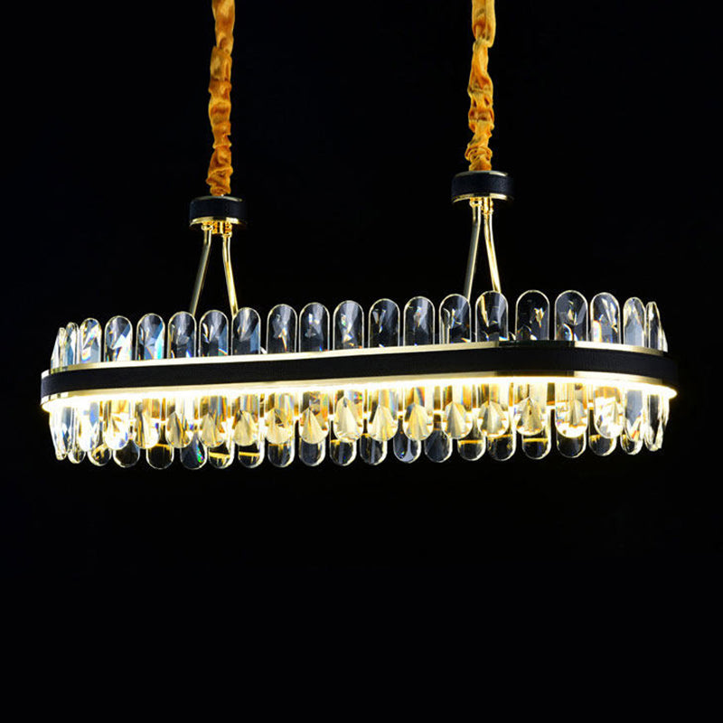 Black Faceted Clear Crystal Prism Tubolar Softegne Contemporary Island Lighting Fishture