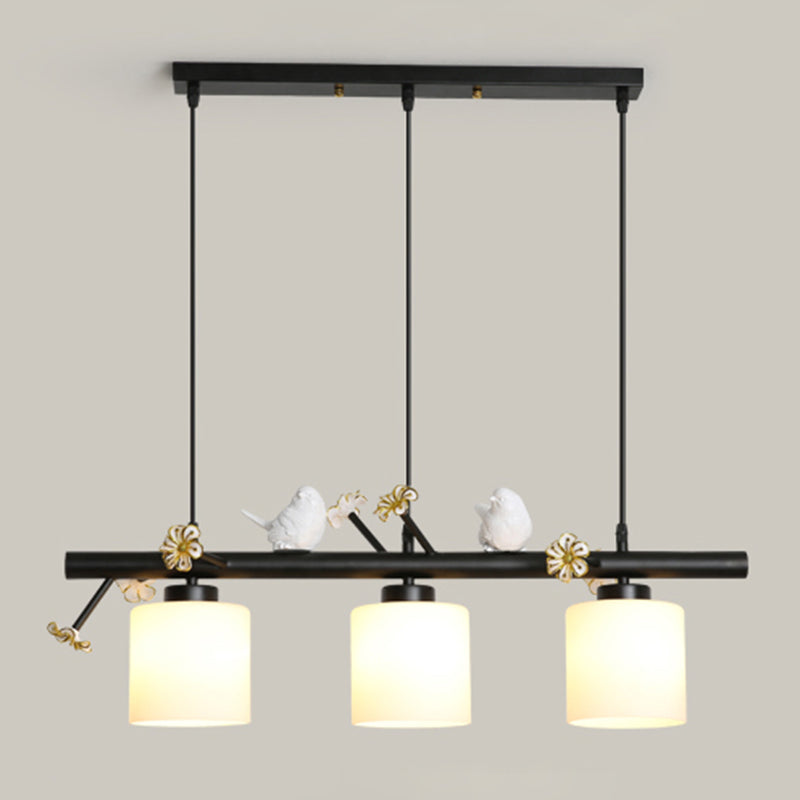 Opal Glossy Glass Shade 3 Lights Isola Isola Accenda Lampade isola di transizione dell'isola per sala da pranzo