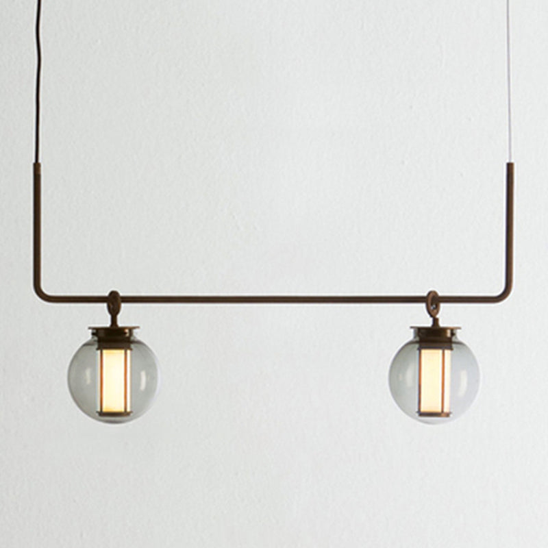 Vetro 2 luci isola illuminazione a sospensione sferico isola industriale lampade per bar