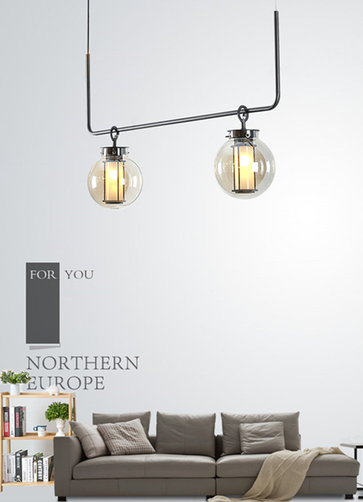 Vetro 2 luci isola illuminazione a sospensione sferico isola industriale lampade per bar