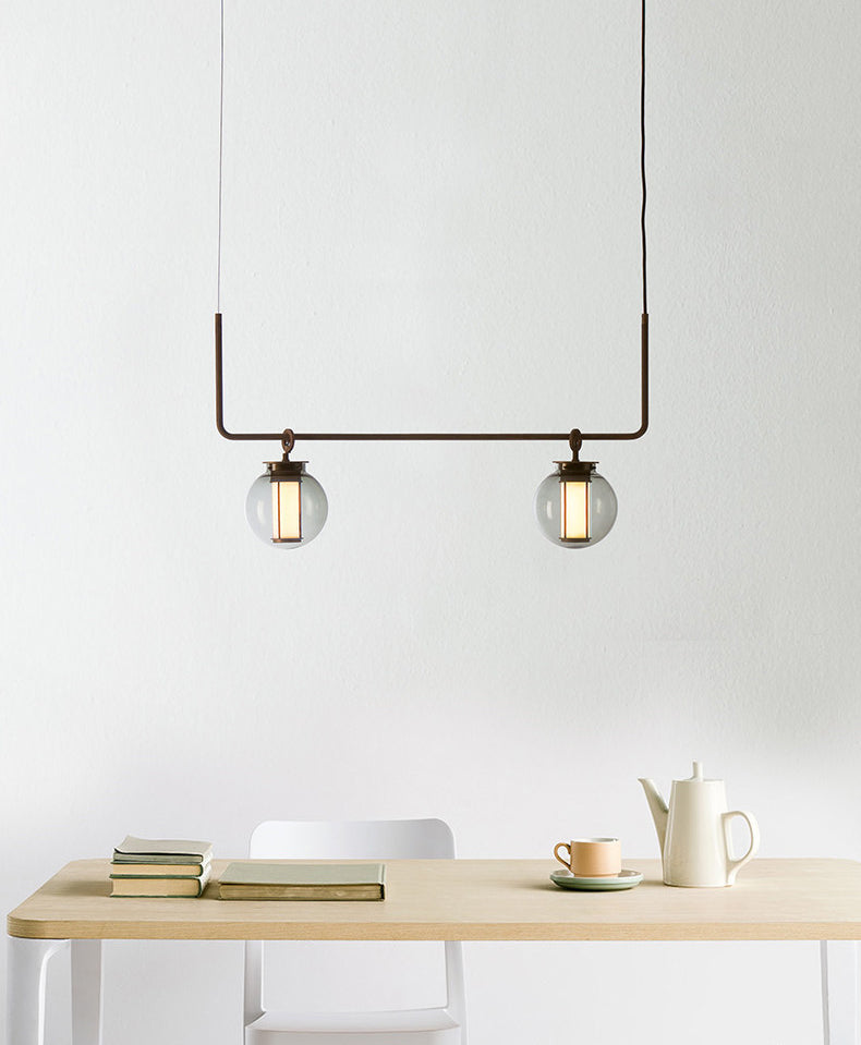 Vetro 2 luci isola illuminazione a sospensione sferico isola industriale lampade per bar