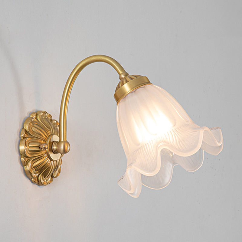 Modern Minimalist Style Gooseneck Wall Mounted Light Fixture 1 Light Wall Sconce Lights with Glass Shade