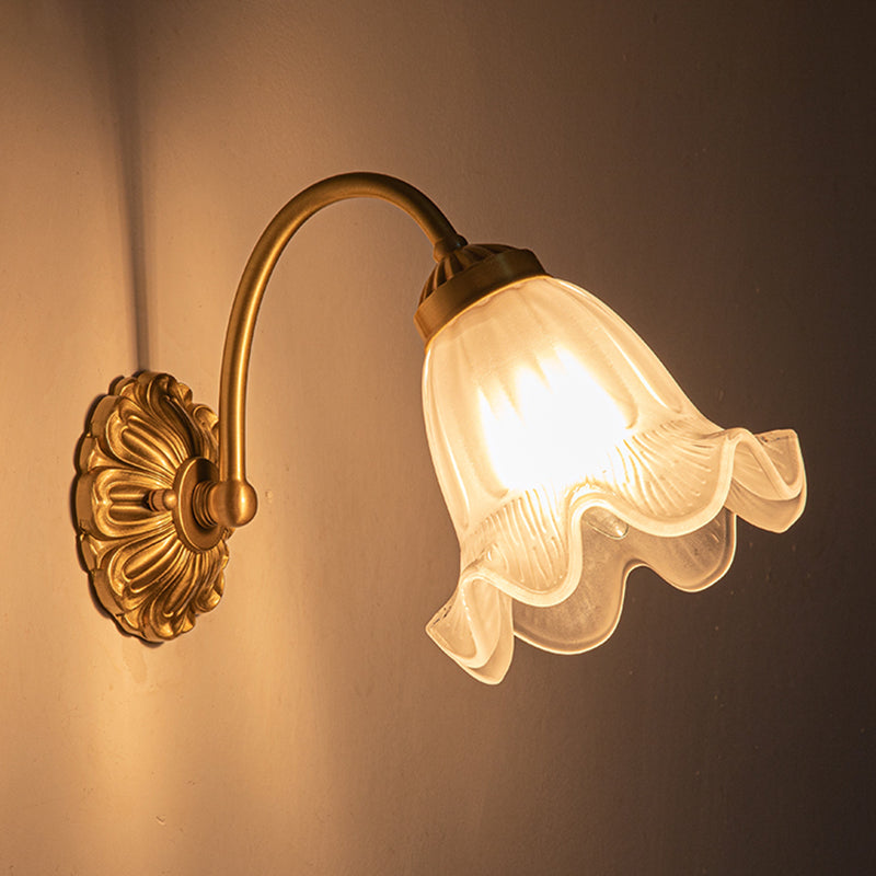 Modern Minimalist Style Gooseneck Wall Mounted Light Fixture 1 Light Wall Sconce Lights with Glass Shade