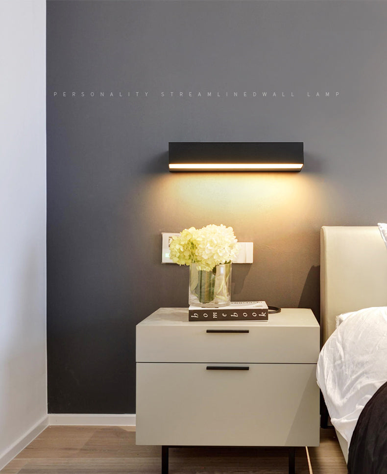 Modern Minimalist Style Rectangle Flush Mount Wall Sconce Aluminum 1 Light Wall Mount Light Fixture for Bedroom