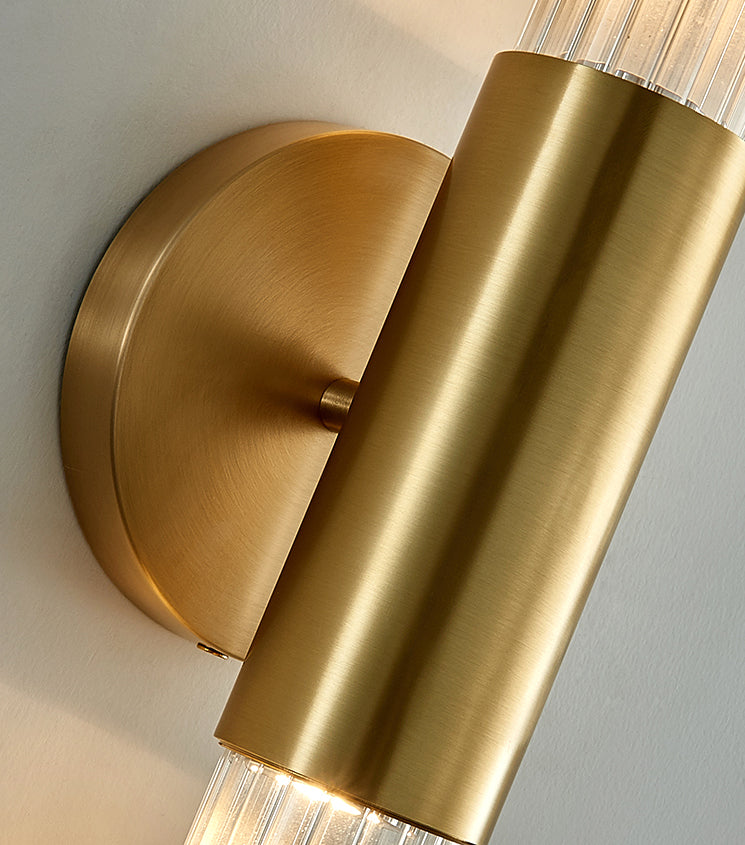 Media de mediados de siglo de lujo cilíndrico arriba y abajo de lámpara montada en la pared de vaso 2 luces de luz de luz aplastante