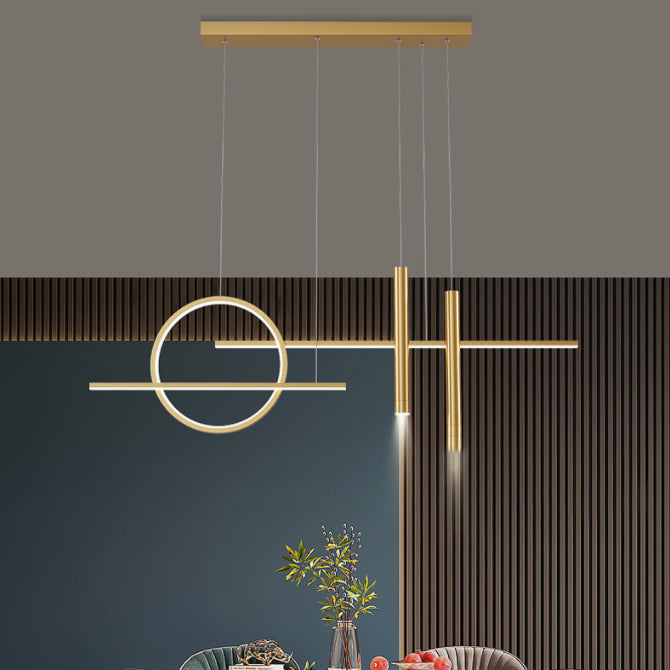Simplicity Linear LED Island Light Metal 5-Head Dining Room Suspended Lighting Fixture