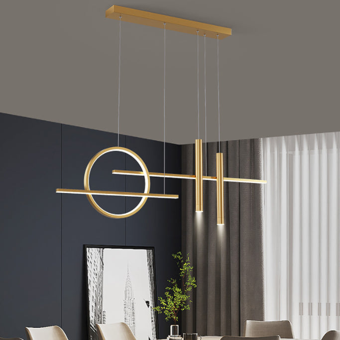 Simplicity Linear LED Island Light Metal 5-Head Dining Room Suspended Lighting Fixture