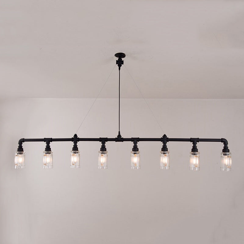 Coppa dell'isola dell'isola a sospensione in stile industriale in metallo Black Island lampadario