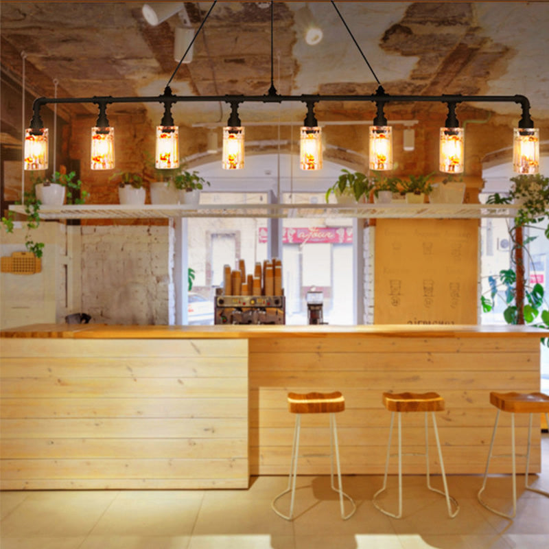 Cup Bar Island Pendant Lighting Industrial Style Metal Black Island Chandelier Light