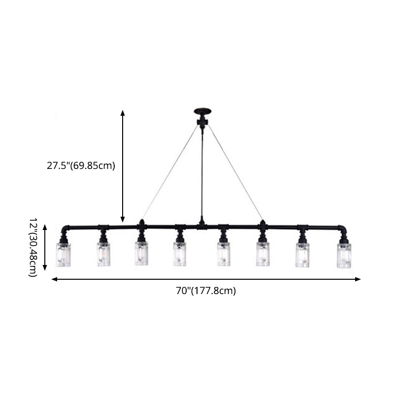 Cup Bar Island Pendant Lighting Industrial Style Metal Black Island Chandelier Light