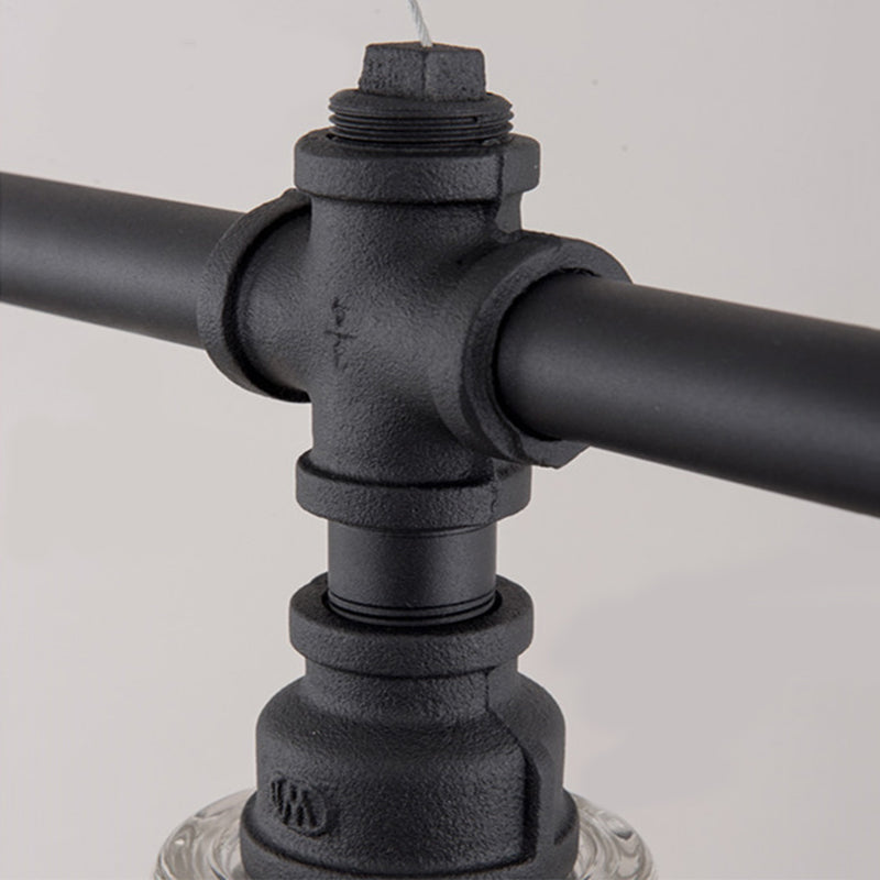 Coppa dell'isola dell'isola a sospensione in stile industriale in metallo Black Island lampadario