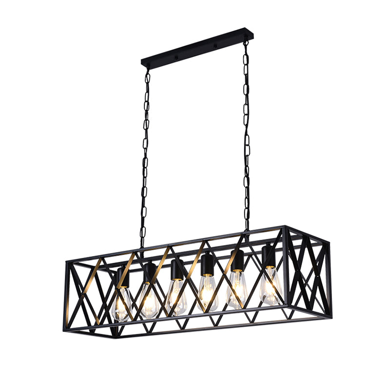 Iluminación colgante de isla metálica INDUSTRIA RESTAURADA NEGRA RESTAURANTE CANDELIER DEL POSTENTO