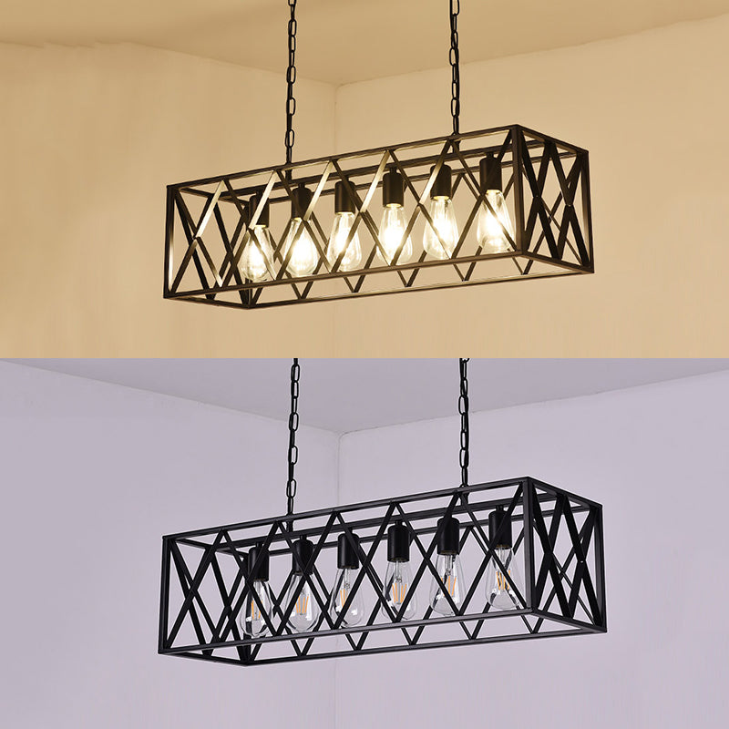 Iluminación colgante de isla metálica INDUSTRIA RESTAURADA NEGRA RESTAURANTE CANDELIER DEL POSTENTO