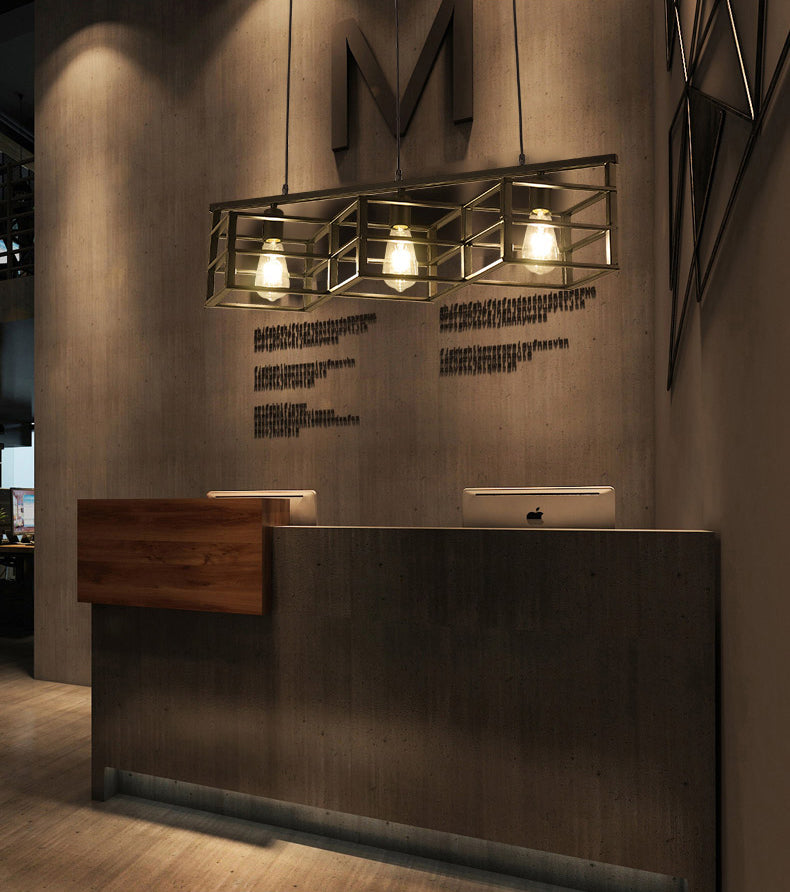 Iluminación colgante de isla metálica INDUSTRIA RESTAURADA NEGRA RESTAURANTE CANDELIER DEL POSTENTO