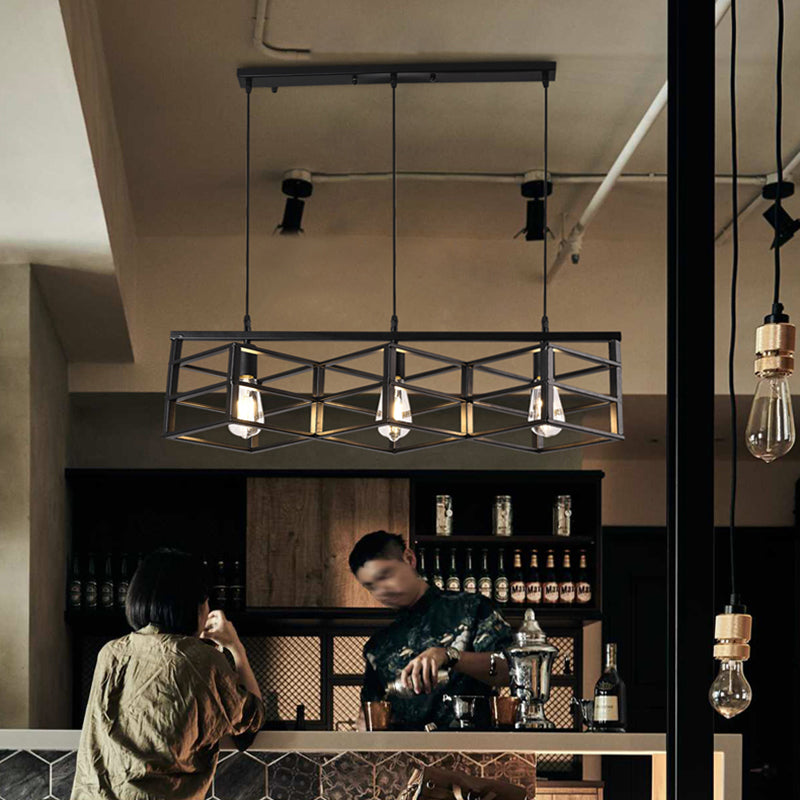 Iluminación colgante de isla metálica INDUSTRIA RESTAURADA NEGRA RESTAURANTE CANDELIER DEL POSTENTO