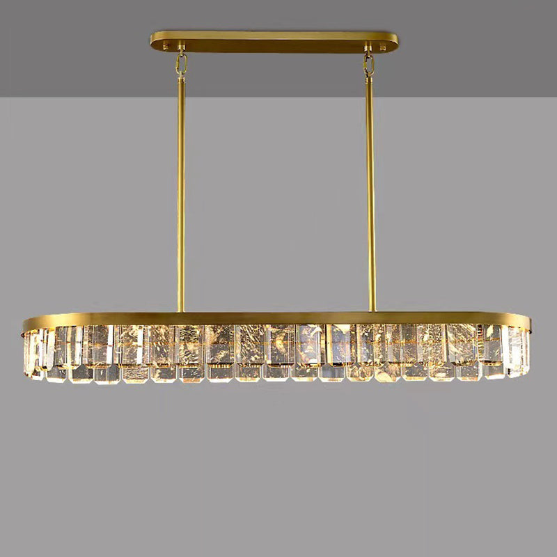 Oval Crystal Island Pendant Lighting Contemporary Dining Room Island Light Fixtures