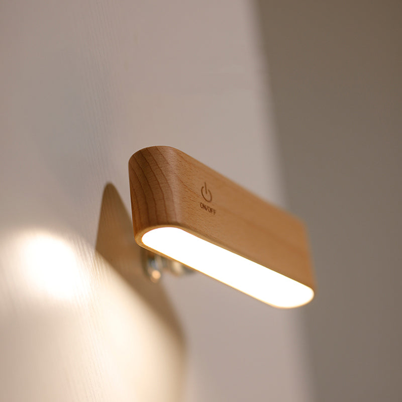 Simplicidad nórdica Luces de madera de madera Rectatable Rectangular Creative LED Lámpara de pared para dormitorio