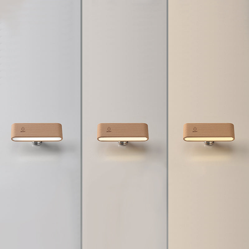 Simplicidad nórdica Luces de madera de madera Rectatable Rectangular Creative LED Lámpara de pared para dormitorio